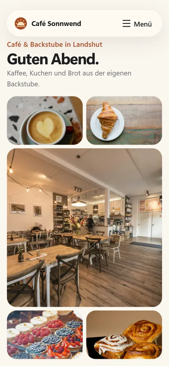 Beispielseite Café Sonnwend am Handy