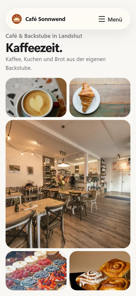 Beispielseite Café Sonnwend am Handy