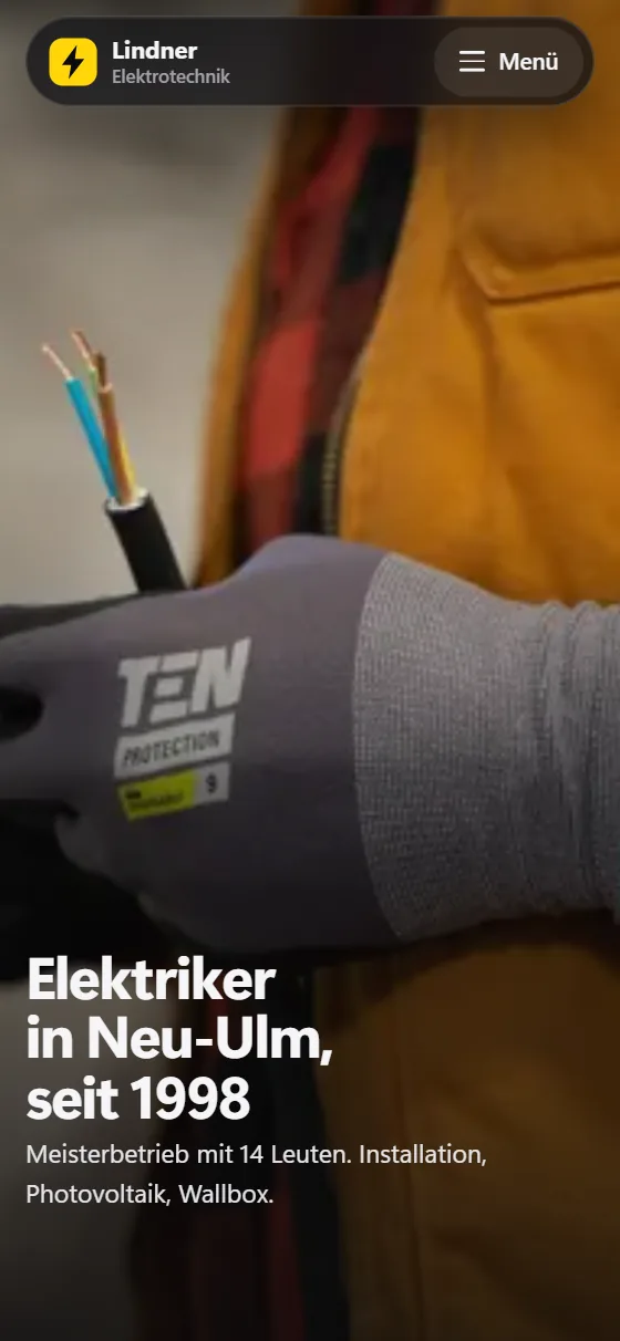 Beispielseite Lindner Elektrotechnik am Handy