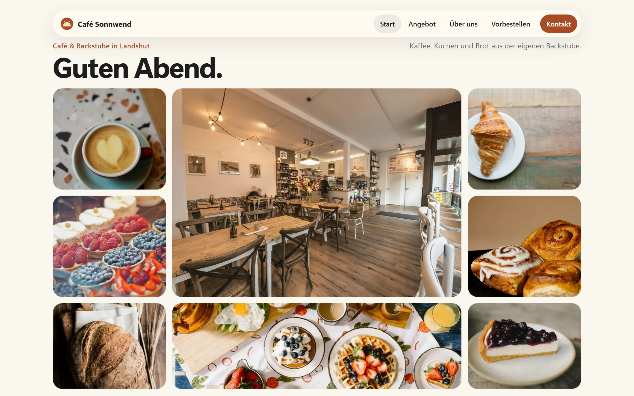 Sample site Café Sonnwend on a computer