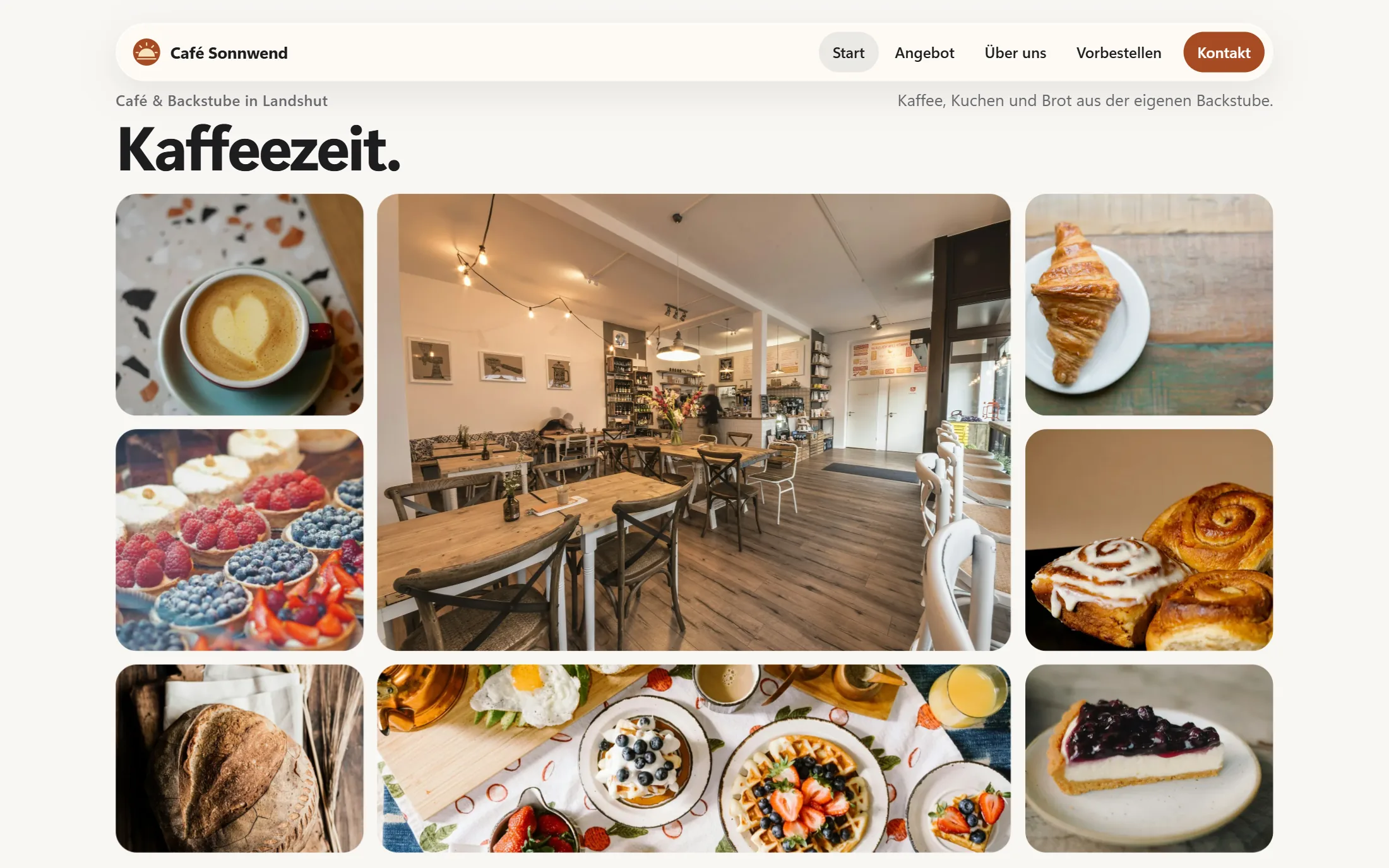 Beispielseite Café Sonnwend am Computer
